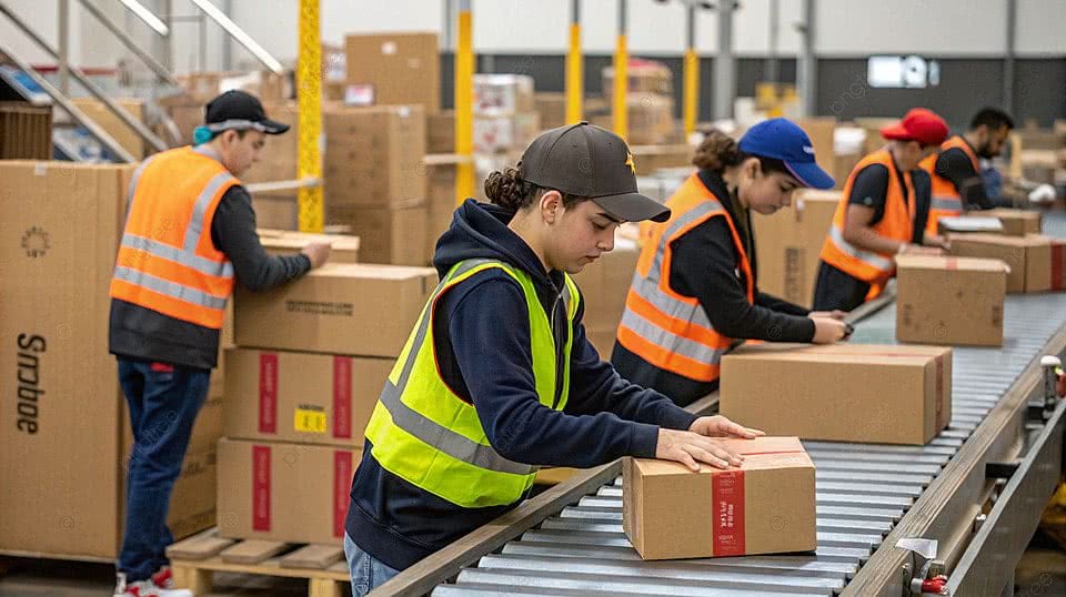 Royal Freight warehouse team handling packages